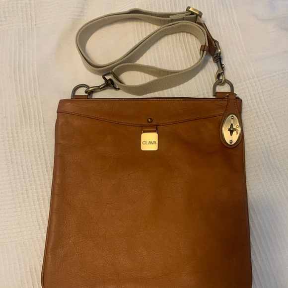 CLAVA Tan Leather Turnlock Cross Body bag - Picture 3 of 7
